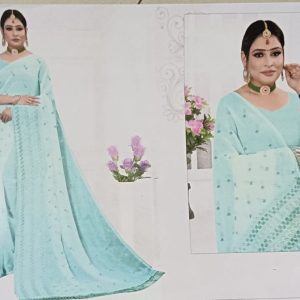 embroidered net saree with sequin work – elegant party wear saree with blouse piece